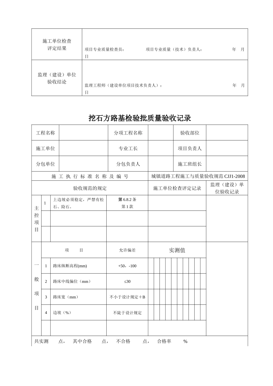 城镇道路工程质量验收记录表格_第2页