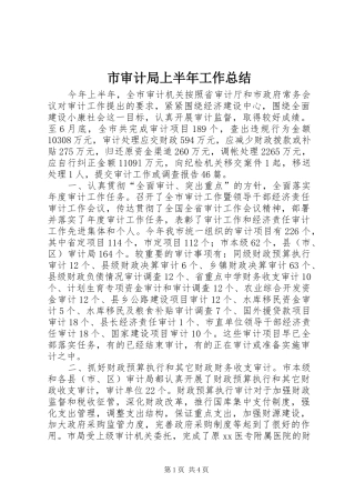 市审计局上半年工作总结