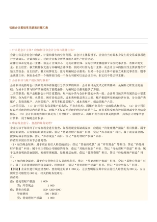 初级会计基础常见疑难问题汇集