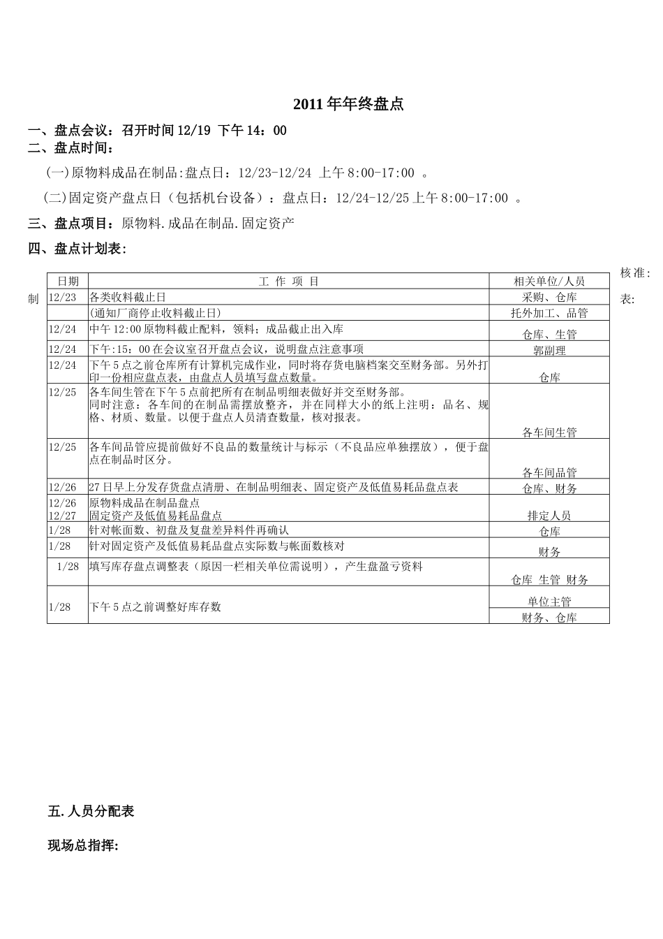 XXXX年终盘点计划_第2页
