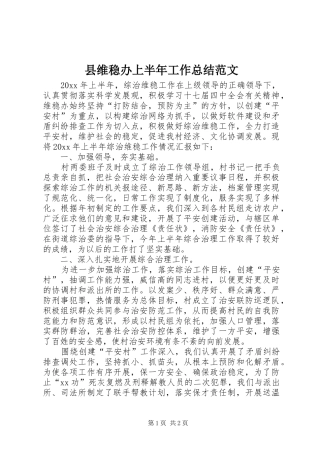 县维稳办上半年工作总结范文
