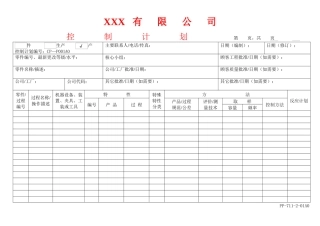 APQP控制计划表
