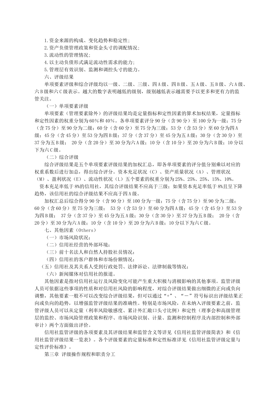 XXXX年农村信用社监管评级内部指引(试行)_第3页