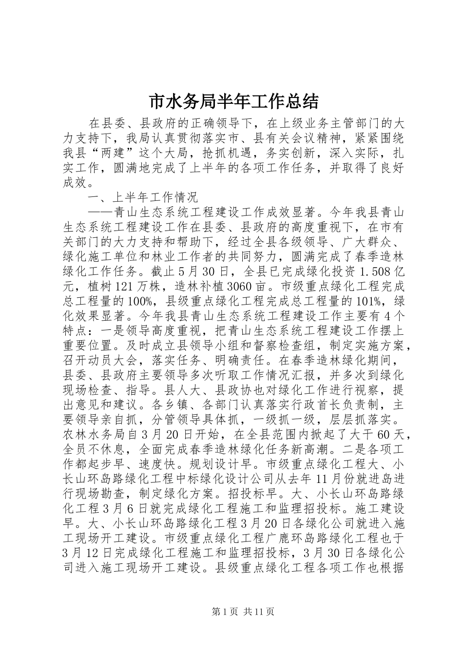 市水务局半年工作总结_第1页