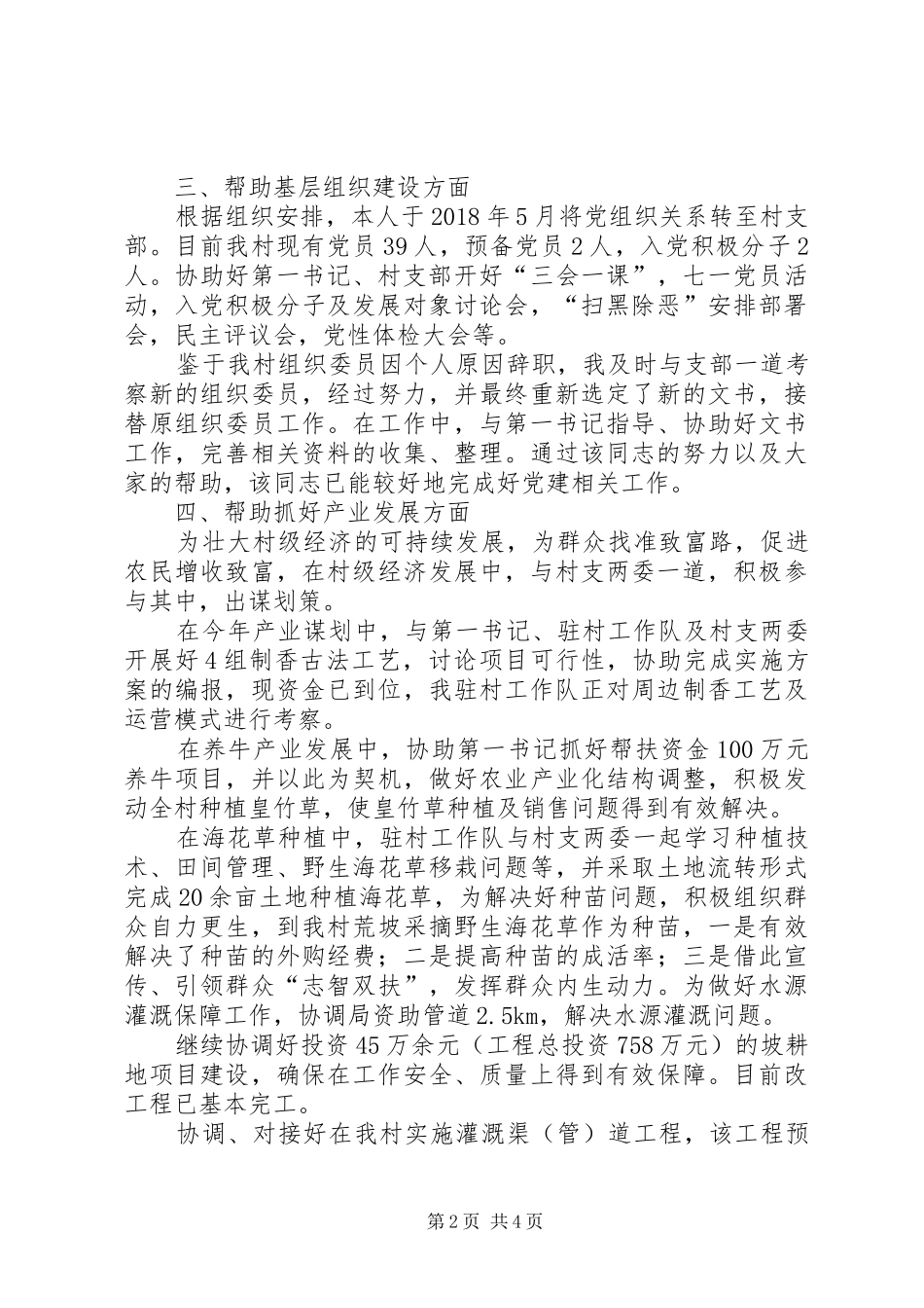 同步小康驻村暨党建帮扶个人工作总结_第2页