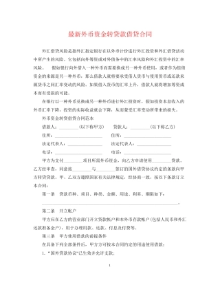 外币资金转贷款借贷合同
