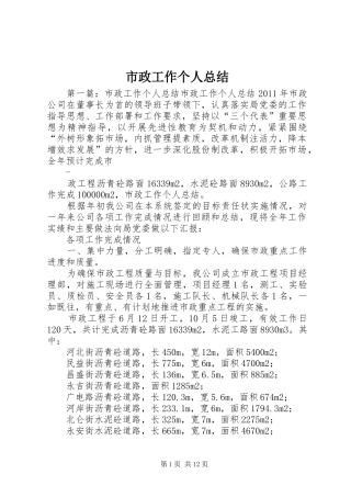 市政工作个人总结