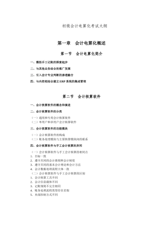 X年会计从业资格考试—《初级会计电算化》考试大纲