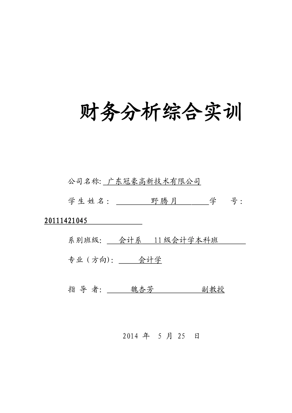 广东冠豪财务分析报告_第1页