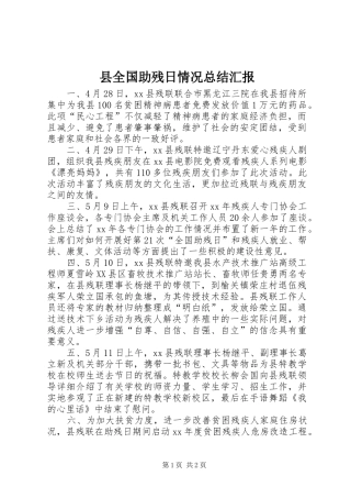 县全国助残日情况总结汇报