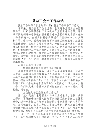 县总工会半工作总结