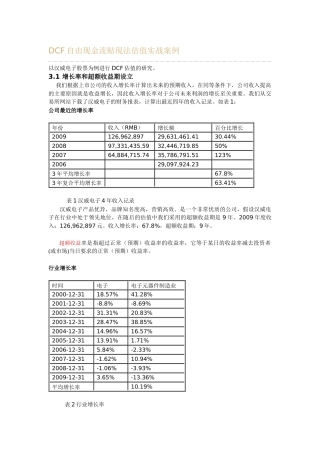 DCF自由现金流贴现法估值实战案例