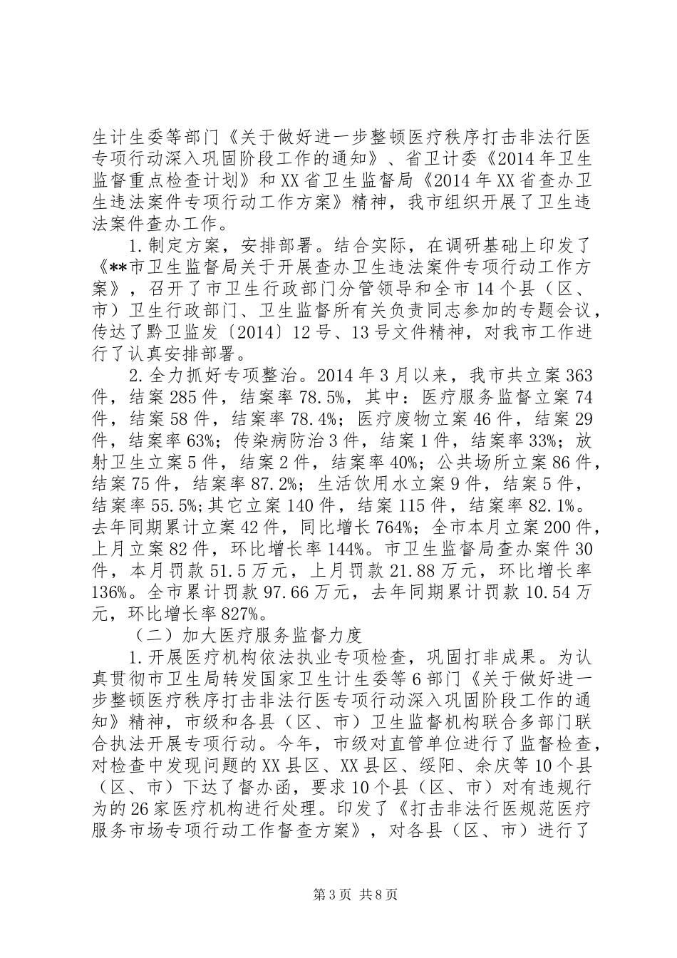 市卫生监督局XX年上半年工作总结_第3页