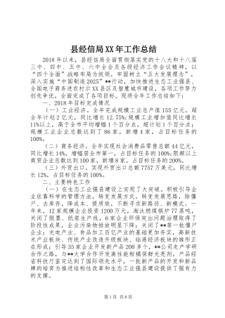 县经信局XX年工作总结