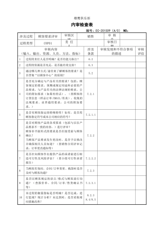 TS过程内审检查表