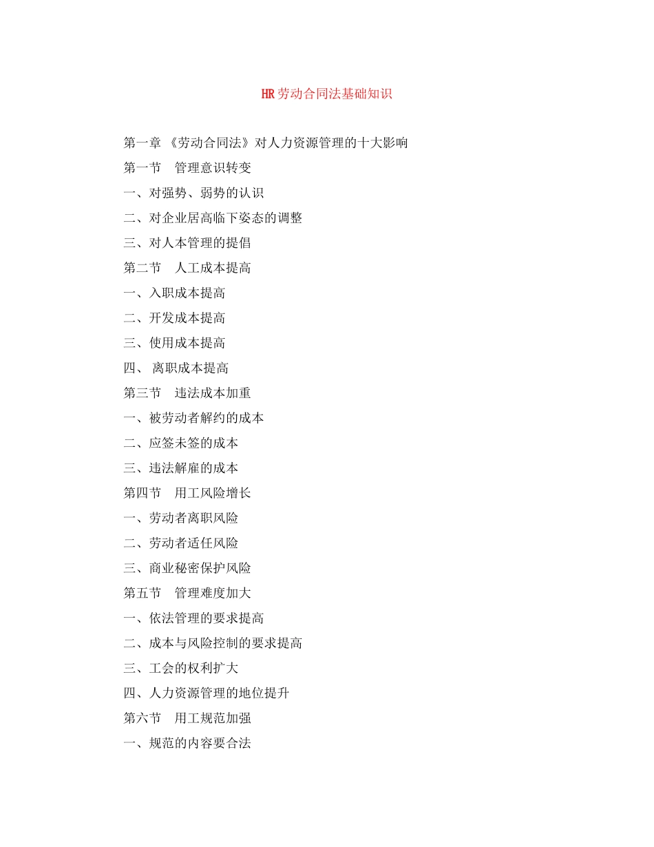 HR劳动合同法基础知识_第1页
