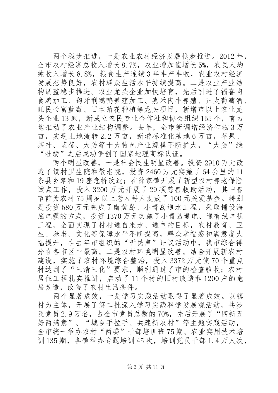 市长在农村分析总结会发言_第2页