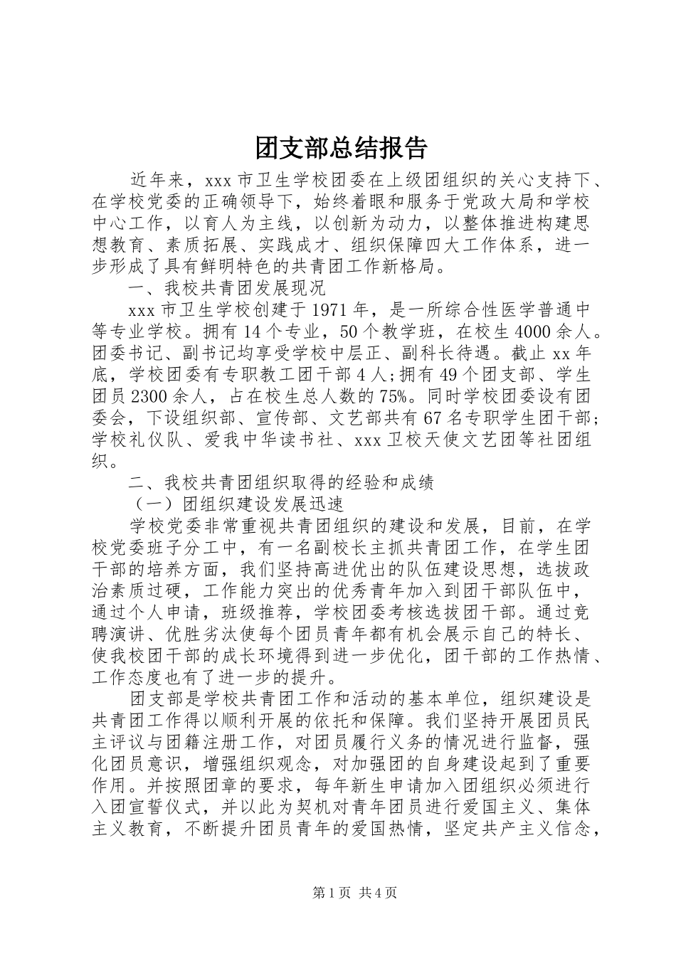 团支部总结报告_第1页