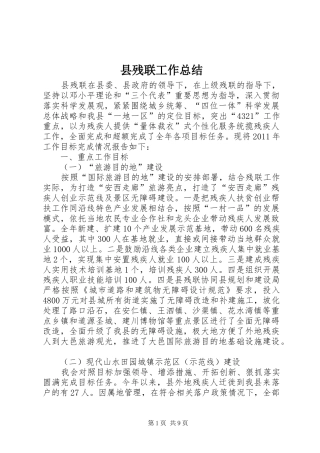 县残联工作总结