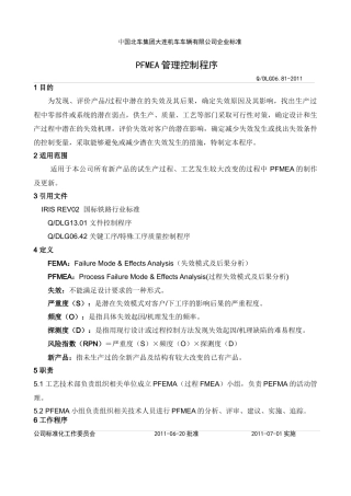 PFMEA管理控制程序XXXX0909-R4