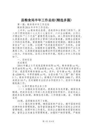 县粮食局半年工作总结(精选多篇)