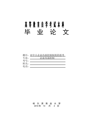 对中小企业内部控制制度的思考