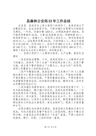 县森林公安局XX年工作总结