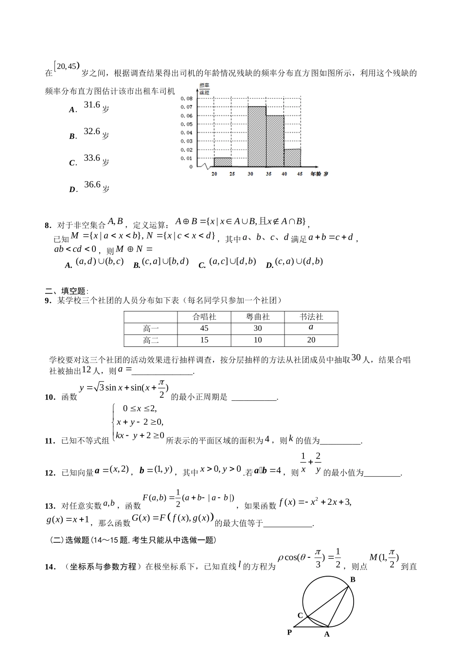 佛山市高三理科数学质量检测题_第2页