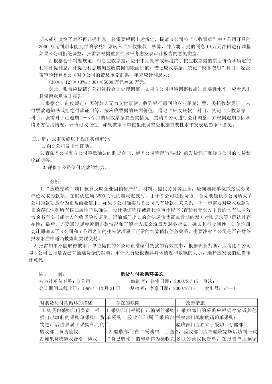 财务审计案例练习答案_第2页