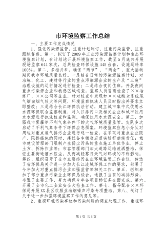 市环境监察工作总结