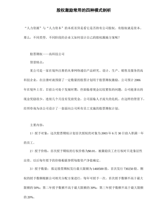 股权激励常用的四种模式剖析