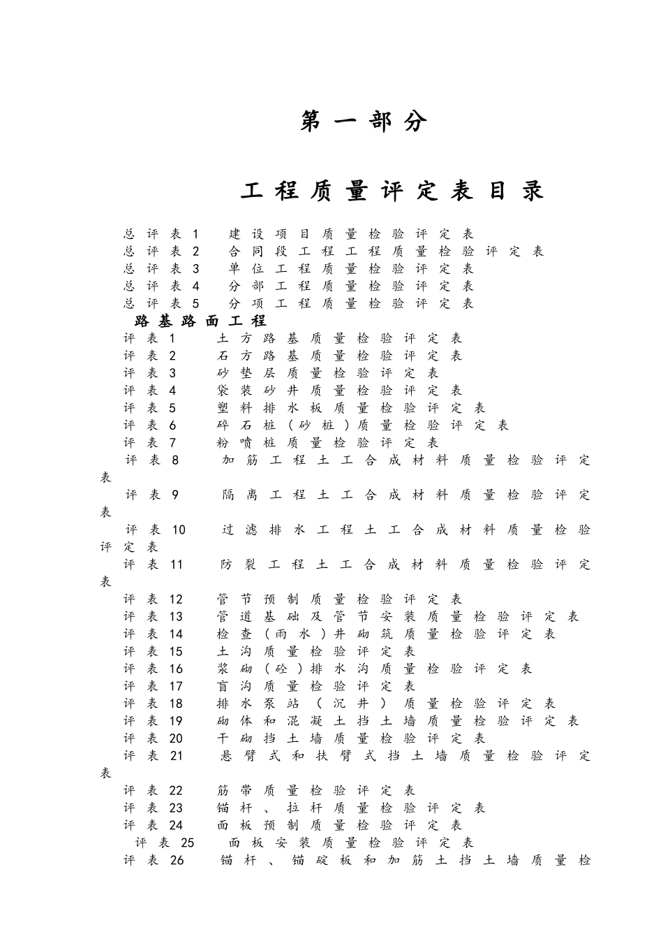 公路工程质量评定表(DOC201页)_第1页