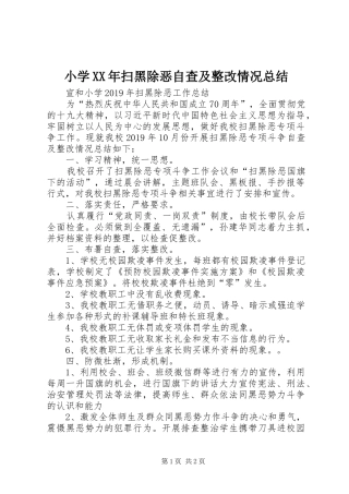 小学XX年扫黑除恶自查及整改情况总结
