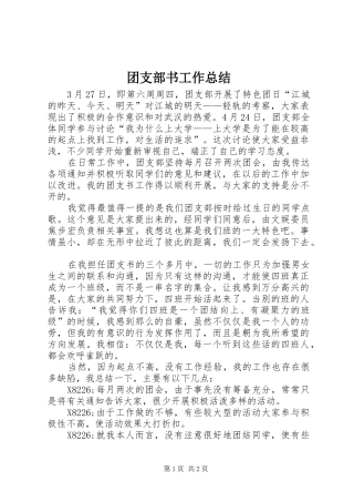 团支部书工作总结