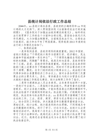 县统计局依法行政工作总结