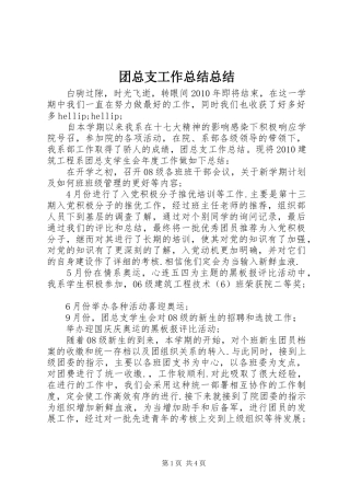 团总支工作总结总结