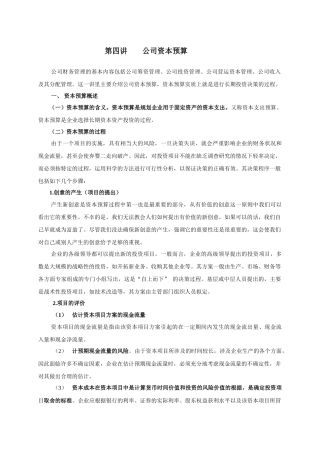 第四章 公司资本预算