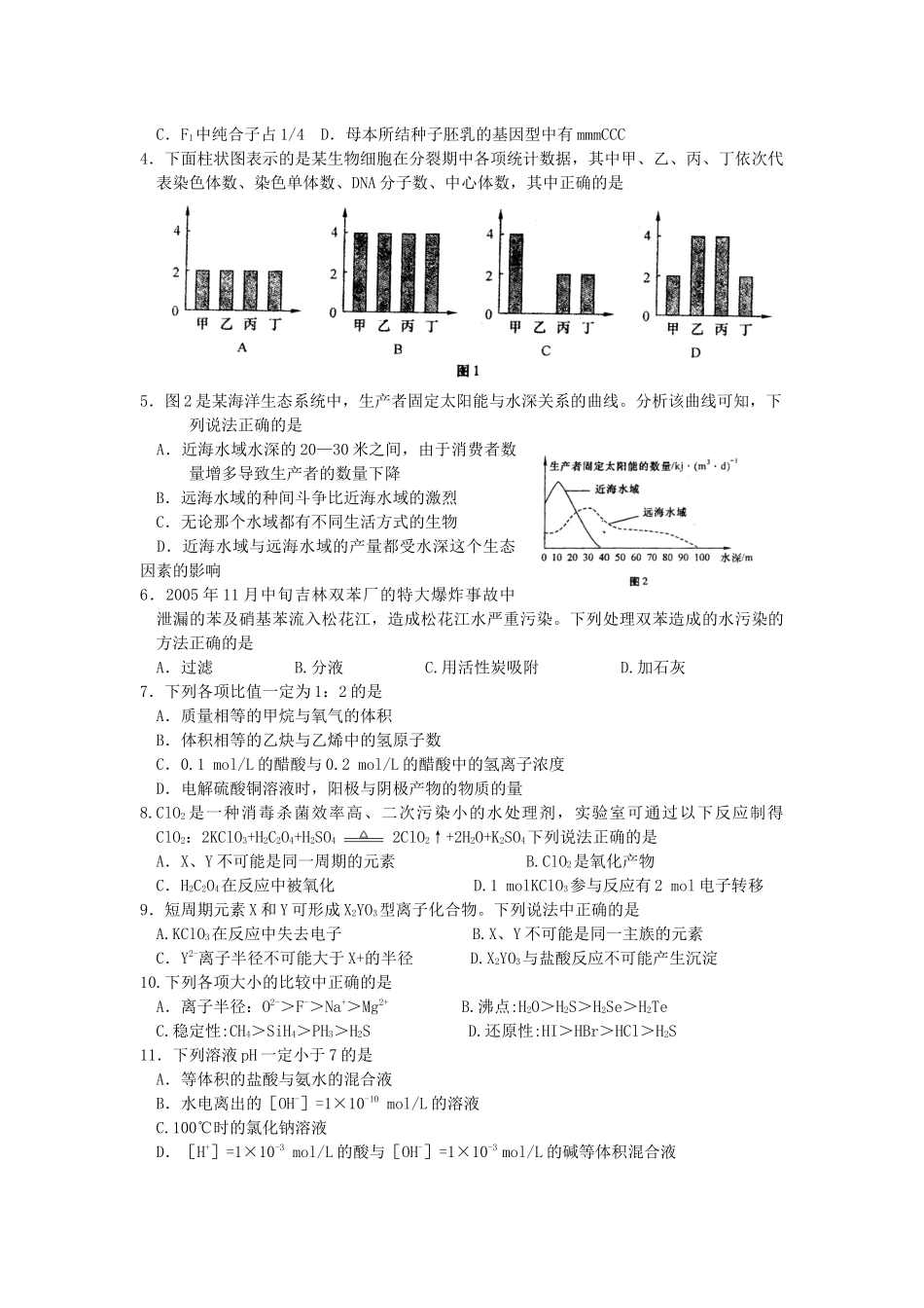 高三教学质量检测试题--理科综合_第2页