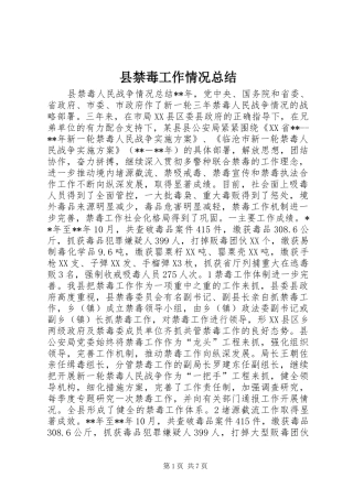 县禁毒工作情况总结