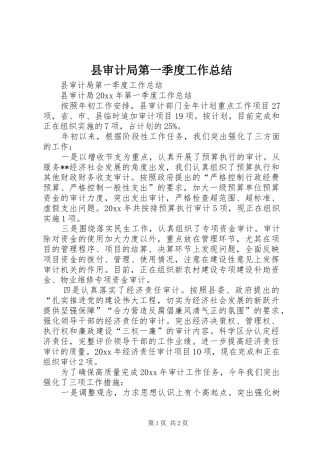 县审计局第一季度工作总结