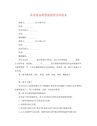外币资金转贷款借贷合同范本2
