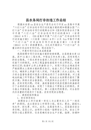 县水务局打非治违工作总结