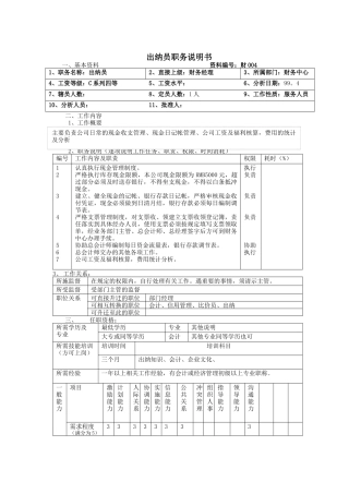 出纳员职务说明书（ 3页）