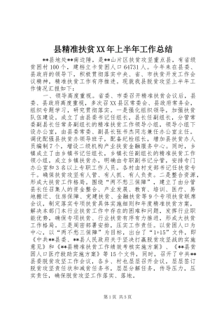 县精准扶贫XX年上半年工作总结