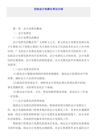初级会计电算化考试大纲
