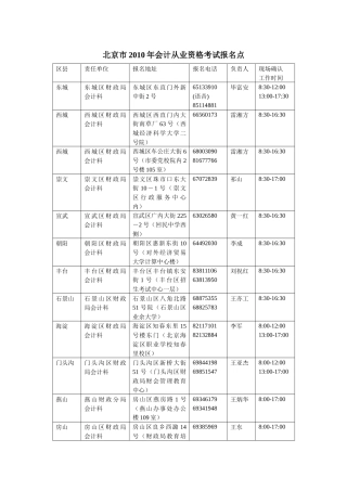 北京市XXXX年会计从业资格考试报名点