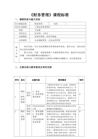 财务管理课程标准