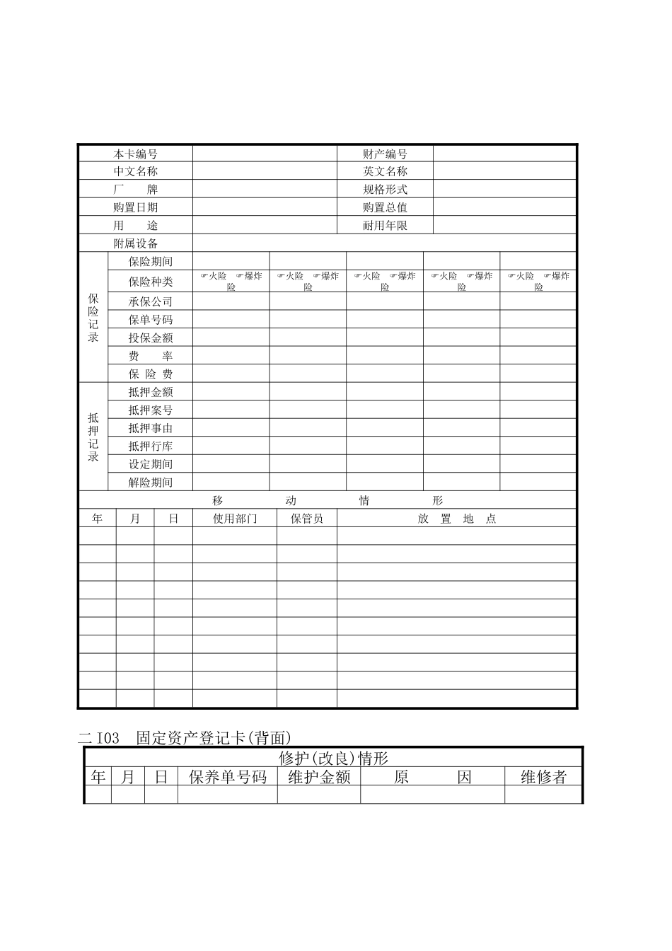 会计、财务管理I财产目录纵表格_第3页