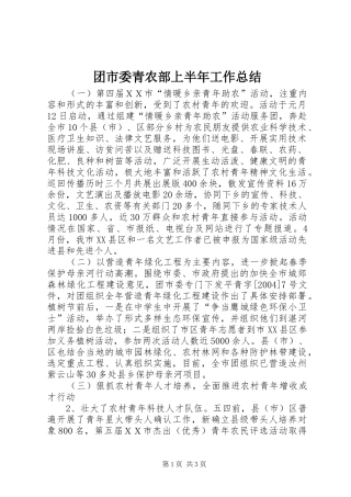 团市委青农部上半年工作总结