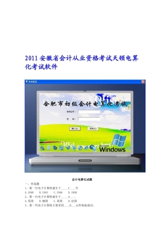 安徽省会计电算化试题